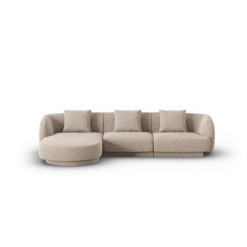 Coltar stanga 4 locuri, Tulum, Cosmopolitan Design, 255x156x70 cm, tesatura chenille, bej