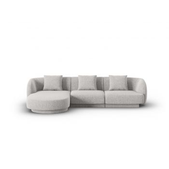 Coltar stanga 4 locuri, Tulum, Cosmopolitan Design, 255x156x70 cm, tesatura chenille, gri deschis