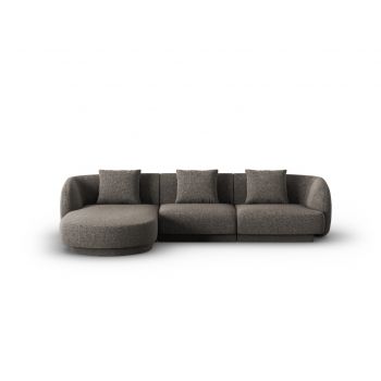 Coltar stanga 4 locuri, Tulum, Cosmopolitan Design, 255x156x70 cm, tesatura chenille, gri