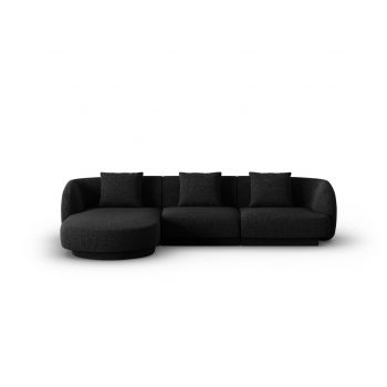 Coltar stanga 4 locuri, Tulum, Cosmopolitan Design, 255x156x70 cm, tesatura chenille, negru