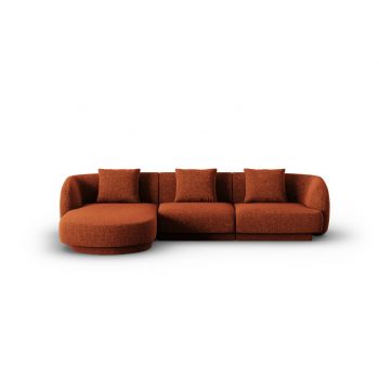 Coltar stanga 4 locuri, Tulum, Cosmopolitan Design, 255x156x70 cm, tesatura chenille, teracota