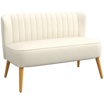 HOMCOM Canapea de 2 locuri, căptușeală moale, husă ușor de întreținut, până la 150 kg, 117 x 56,5 x 77 cm, crem | Aosom Romania