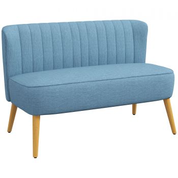 HOMCOM Canapea de 2 locuri în stil retro, captuseală moale, husă ușor de întreținut, până la 150 kg, 117 x 56,5 x 77 cm, Albastru | Aosom Romania