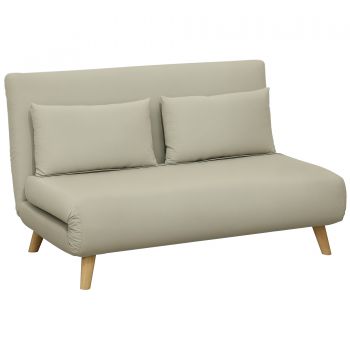 HOMCOM Canapea de dormit Canapea de relaxare Canapea Canapea, inclusiv 2 perne, Material de Catifea, 130 x 78 x 79 cm, Bej | Aosom Romania