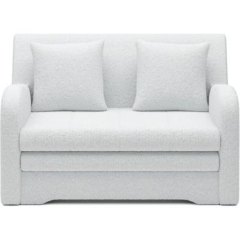 Canapea albă extensibilă/cu spațiu de depozitare cu tapițerie din țesătură bouclé 130 cm Ario – ELTAP
