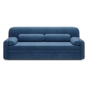 Canapea albastră extensibilă/cu spațiu de depozitare cu tapițerie din catifea reiată 236 cm Elioss – ELTAP