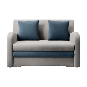 Canapea albastră/gri deschis extensibilă cu tapițerie din catifea 130 cm Ario – ELTAP