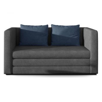 Canapea albastră/gri extensibilă cu tapițerie din chenille 132 cm Neva – ELTAP