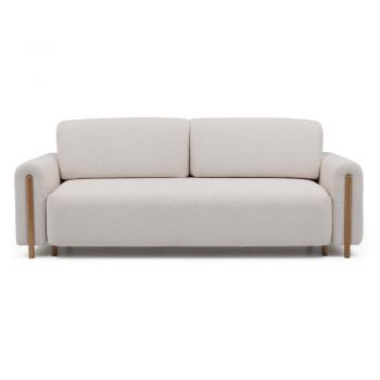 Canapea bej/crem extensibilă/cu spațiu de depozitare cu tapițerie din țesătură bouclé 244 cm Arcadova – ELTAP