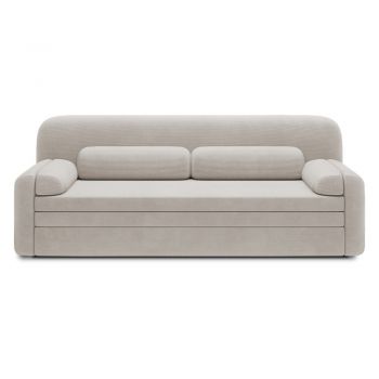 Canapea bej extensibilă/cu spațiu de depozitare cu tapițerie din catifea reiată 236 cm Elioss – ELTAP