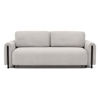 Canapea bej extensibilă/cu spațiu de depozitare cu tapițerie din catifea reiată 244 cm Arcadova – ELTAP