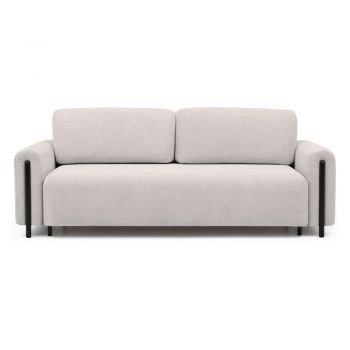 Canapea bej extensibilă/cu spațiu de depozitare cu tapițerie din țesătură bouclé 244 cm Arcadova – ELTAP