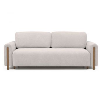 Canapea bej extensibilă/cu spațiu de depozitare cu tapițerie din țesătură bouclé 244 cm Arcadova – ELTAP