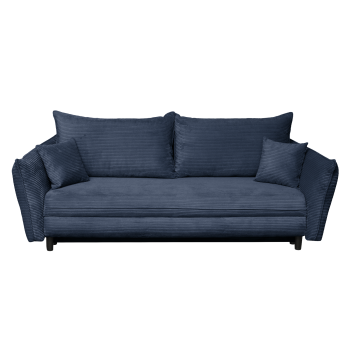 Canapea CAMILLE extensibila, 3 locuri, cu arcuri si lada depozitare, albastru, 238x115x95 cm