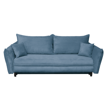 Canapea CAMILLE extensibila, 3 locuri, cu arcuri si lada depozitare, albastru deschis, 238x115x95 cm