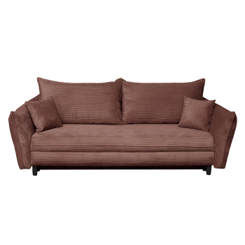 Canapea CAMILLE extensibila, 3 locuri, cu arcuri si lada depozitare, caramiziu, 238x115x95 cm