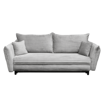 Canapea CAMILLE T extensibila, 3 locuri, cu arcuri si lada depozitare, gri deschis, 238x115x95 cm