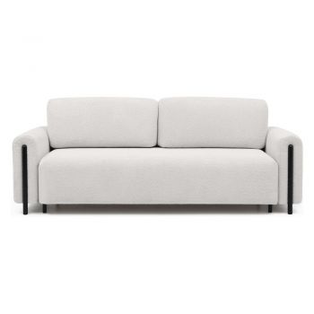 Canapea crem extensibilă/cu spațiu de depozitare cu tapițerie din țesătură bouclé 244 cm Arcadova – ELTAP