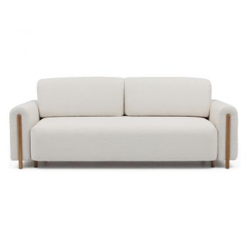 Canapea fildeș extensibilă/cu spațiu de depozitare cu tapițerie din țesătură bouclé 244 cm Arcadova – ELTAP