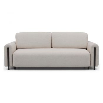 Canapea grej extensibilă/cu spațiu de depozitare cu tapițerie din țesătură bouclé 244 cm Arcadova – ELTAP