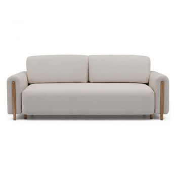 Canapea grej extensibilă/cu spațiu de depozitare cu tapițerie din țesătură bouclé 244 cm Arcadova – ELTAP