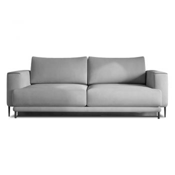 Canapea gri deschis extensibilă/cu spațiu de depozitare cu tapițerie din catifea 260 cm Dalia – ELTAP