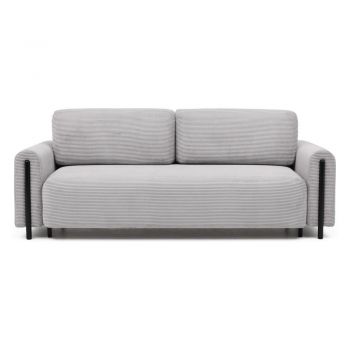 Canapea gri deschis extensibilă/cu spațiu de depozitare cu tapițerie din catifea reiată 244 cm Arcadova – ELTAP