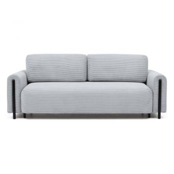Canapea gri extensibilă/cu spațiu de depozitare cu tapițerie din catifea reiată 244 cm Arcadova – ELTAP