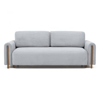 Canapea gri extensibilă/cu spațiu de depozitare cu tapițerie din catifea reiată 244 cm Arcadova – ELTAP
