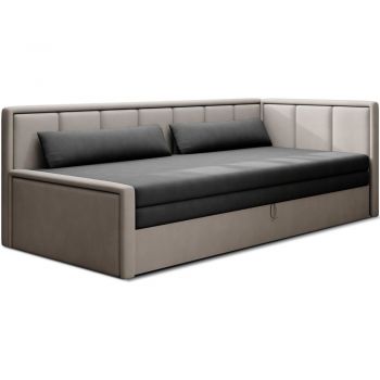 Canapea gri extensibilă/cu spațiu de depozitare cu tapițerie din chenille 214 cm Fulgeo – ELTAP
