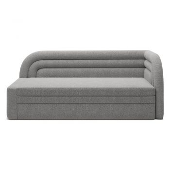 Canapea gri extensibilă/cu spațiu de depozitare cu tapițerie din țesătură bouclé cu colț pe partea dreaptă 223 cm Fabillo – ELTAP
