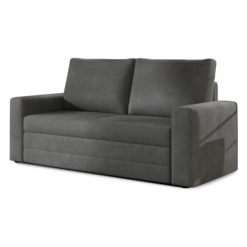 Canapea gri închis extensibilă/cu spațiu de depozitare cu tapițerie din catifea 151 cm Wave – ELTAP