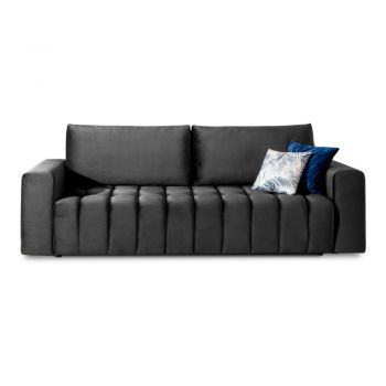 Canapea gri închis extensibilă/cu spațiu de depozitare cu tapițerie din catifea 247 cm Lazaro – ELTAP