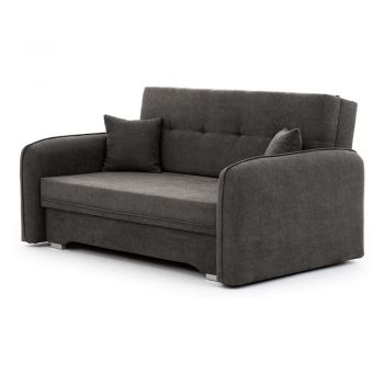 Canapea gri închis extensibilă/cu spațiu de depozitare cu tapițerie din chenille 155 cm Laine – ELTAP