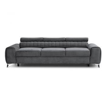Canapea gri închis extensibilă cu tapițerie din catifea 261 cm Laurence – ELTAP