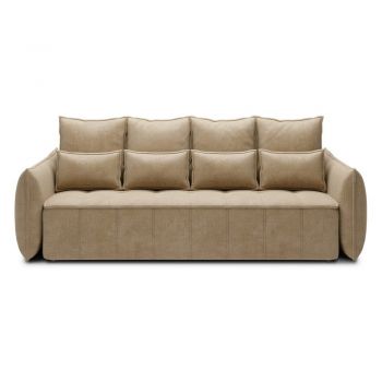 Canapea maro deschis extensibilă/cu spațiu de depozitare cu tapițerie din catifea 242 cm Weltton – ELTAP
