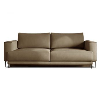 Canapea maro deschis extensibilă/cu spațiu de depozitare cu tapițerie din catifea 260 cm Dalia – ELTAP