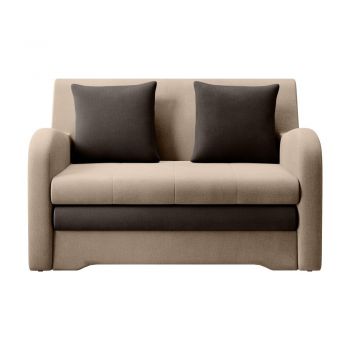 Canapea maro deschis extensibilă cu tapițerie din catifea 130 cm Ario – ELTAP
