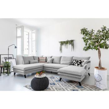 CANAPEA MODULARĂ textil gri deschis CANAPEA MODULARĂ textil gri deschis