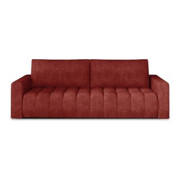 Canapea roșie extensibilă/cu spațiu de depozitare cu tapițerie din catifea 247 cm Lazaro – ELTAP