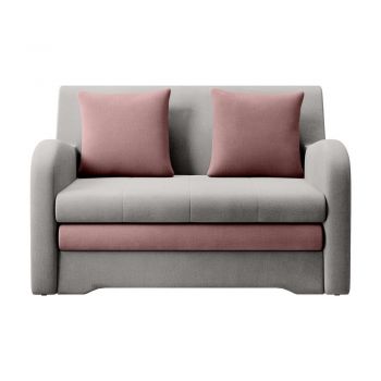 Canapea roz/gri deschis extensibilă cu tapițerie din catifea 130 cm Ario – ELTAP