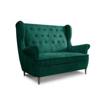 Canapea verde-închis cu tapițerie din catifea 150 cm Aros – ELTAP