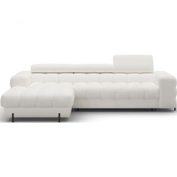 Colțar crem extensibil/cu spațiu de depozitare cu tapițerie din chenille (cu colț pe partea stângă/cu șezlong) Felro – ELTAP