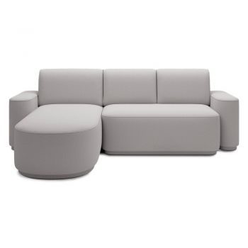 Colțar gri deschis extensibil/cu spațiu de depozitare cu tapițerie din chenille (cu colț pe partea stângă/cu șezlong) Aurumm – ELTAP