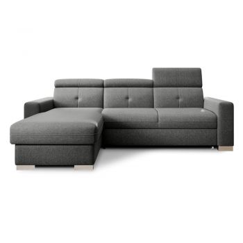 Colțar gri extensibil/cu spațiu de depozitare (cu colț pe partea stângă/cu șezlong) Fresia – ELTAP