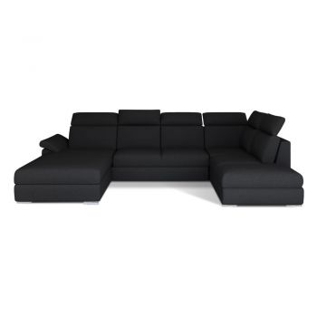Colțar negru extensibil (cu colț pe partea dreaptă/în formă de 