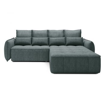 Colțar verde extensibil/cu spațiu de depozitare cu tapițerie din catifea (cu colț pe partea dreaptă/cu șezlong) Campo – ELTAP