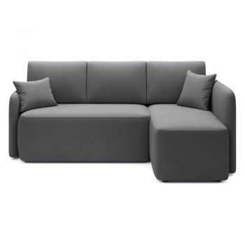 Colțar verde închis extensibil/cu spațiu de depozitare cu tapițerie din catifea (cu colț pe partea dreaptă/cu șezlong) Hadson – ELTAP