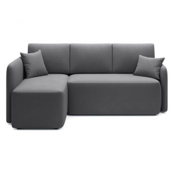 Colțar verde închis extensibil/cu spațiu de depozitare cu tapițerie din catifea (cu colț pe partea stângă/cu șezlong) Hadson – ELTAP
