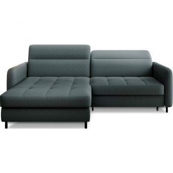 Colțar verde prăfuit extensibil/cu spațiu de depozitare cu tapițerie din catifea (cu colț pe partea stângă/cu șezlong) Gomsi – ELTAP
